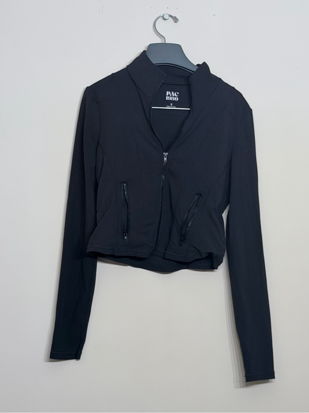 PacSun Black Ribbed Cropped Bomber Jacket